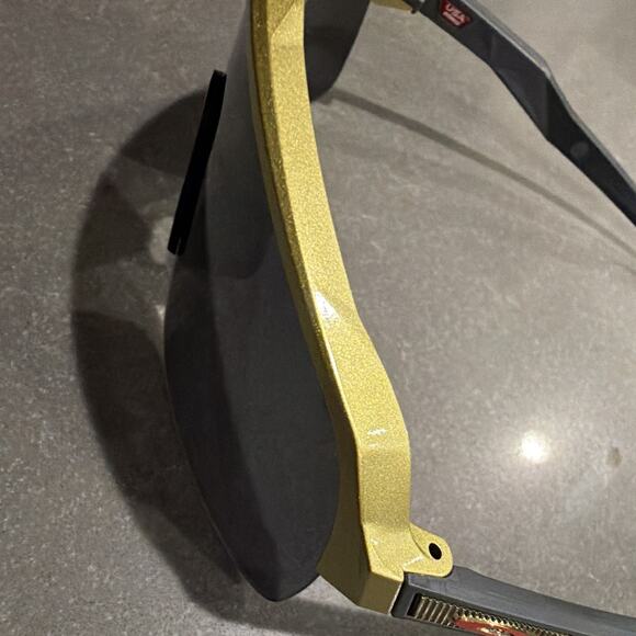 Oakley Shield Sunglasses Gold Plastic Frame Black Tinted Lens w/ Soft Pouch main image 6